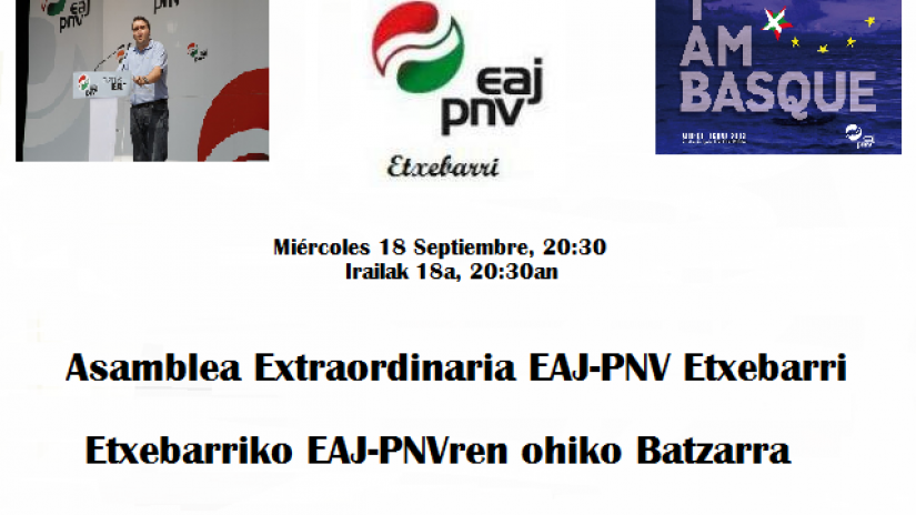 Convocatoria de asamblea de EAJ-PNV Etxebarri 18 Septiembre