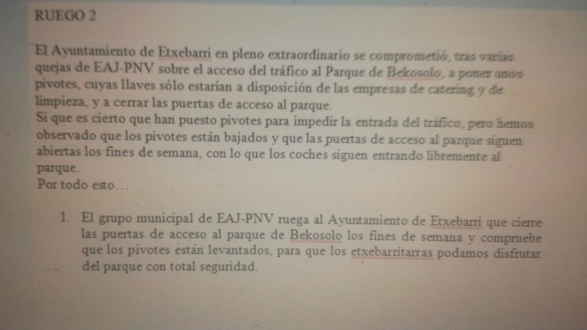 Bekosolo, Asteburuetan Ibilgailu Mugimendurik Gabe