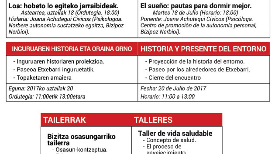 Bizipoz-Nerbioi Etxebarri - Jarduerak